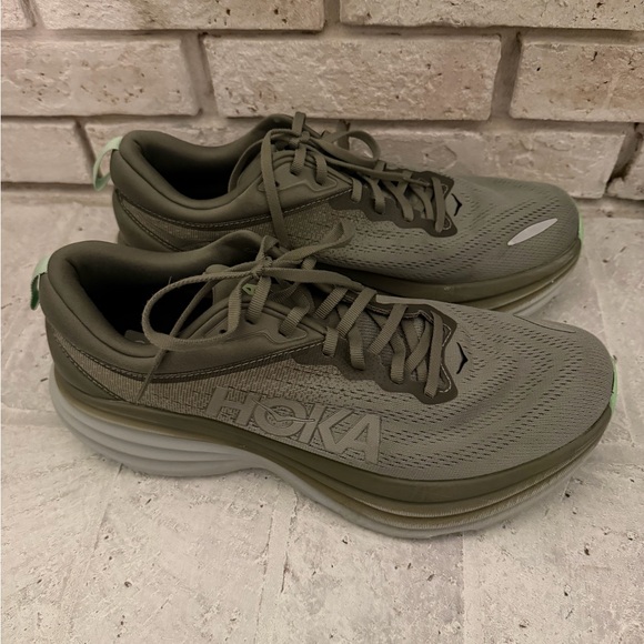 Hoka Men's Bondi 8 Olive Green Athletic Running Shoes